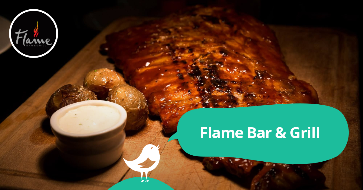 Flame bar outlet and grill